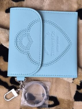 Tiffany & Co. Light Blue Leather Card Holder with Heart Detail